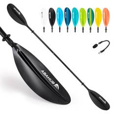 Abahub kajak paddel justerbar 220 cm till 240 cm aluminium dubbel paddel med paddellkoppel för paddling aluminiumlegering skaft plastblad svart/vit/blå/grön/orange/gul/turkos