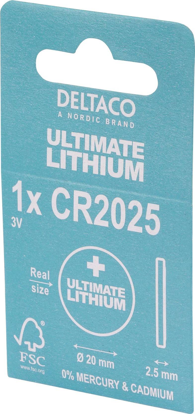 Deltaco Ultimate Lithium CR2025 3V knappcellsbatteri 1-pack