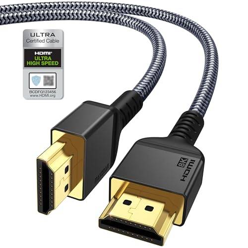 8K HDMI 2.1 Kabel 2M, Maxonar (Certifierad) Ultra HD 48Gbps High Speed ​​8K@60 4K@120 eARC RTX 3090 HDR10 4:4:4 HDCP 2.2&2.3 Dolby Kompatibel med PS5/Xbox Series X/Roku/Sony/Fire