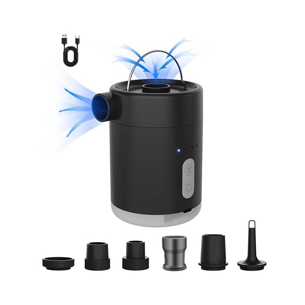 Outdoor Multifunctional Portable Electric Lithium Battery Wireless Air Pump/Inflator with Light White