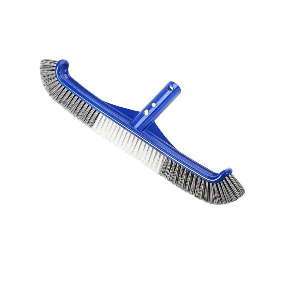 Pool Brush 17" Pool Brushes Cleaning Pool Walls Curved Ends High-Efficiency Nylon Bristles EZ Clip Attachment
