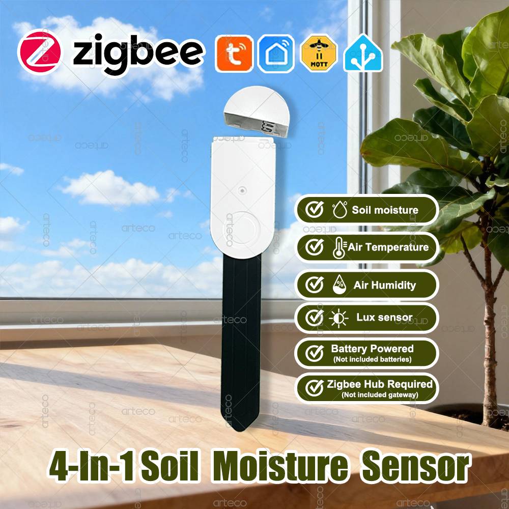 Zigbee Smart Soil Moisture Sensor,illuminance Temperature Humidity Detector Moisture Tester For Tuya Home Assistant Zigbee2MQTT