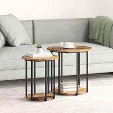 vidaXL Sidebordssæt 2 pcs Gammelt træ og sort 50 x 50 x 50.5 cm