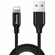 Stofflettet kabel USB - iPhone Lightning 1,8m - sort
