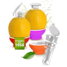 3 x Patent-Safti Zitronenpresse Zitronen-Ausgießer Orangen-Limetten-Zitronen-Entsafter Manuelle Saft-Presse Citruspresse (Orange Rot Pink)