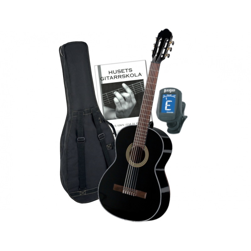 Husets Gitarr 4/4 Svart Nybörjarpaket