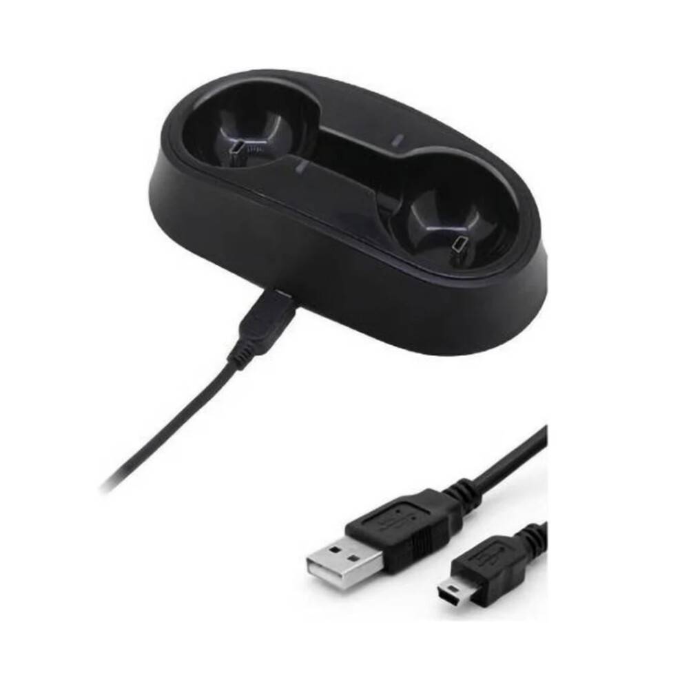 DOBBELT OPLADNINGSDOK til PlayStation-controllere, PlayStation VR Move Motion-controllere, opladningsdock med LED-indikator, officielt licenseret