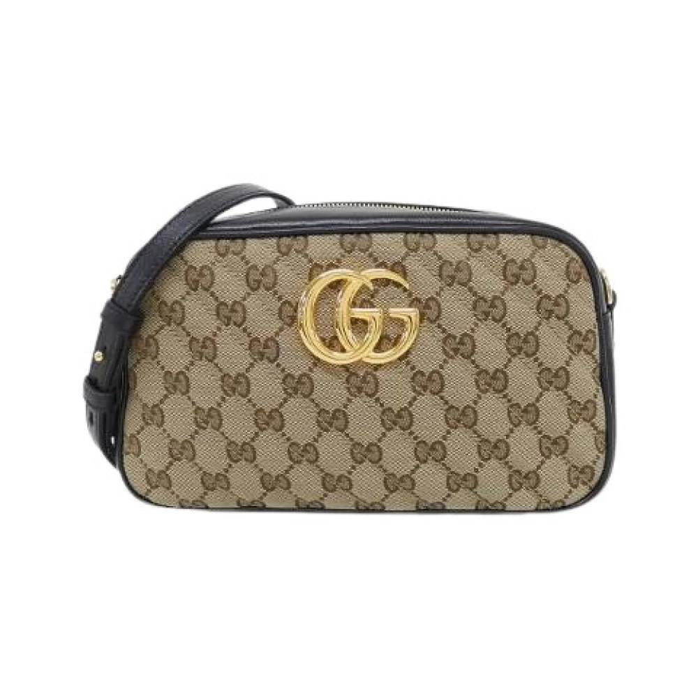 Gucci Vintage Pre-owned GG Marmont GG Canvas Læder Skuldertaske - Vintage - Dame - Brun - ONE SIZE - Uld