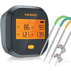 Inkbird WiFi Kötttermometer BBQ, IBBQ-4T Magnetic Alarm BBQ Thermometer med 4 sonder, 2000mAh uppladdningsbar grilltermometer för inomhus och utomhus, kök, ugn, rökare, både iOS och Android