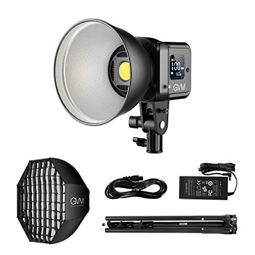 GVM CRI97 80W videolampa med ljuslåda, appkontroll 2700K-7 500K LED studiobelysning för fotografering, tvåfärgad fotolampa med 8 lampeffekter för Youtube Studio video