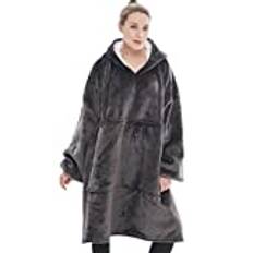 VERTAST filt Hoodie överdimensionerad, Sherpa filt sweatshirt bekvämt sherpa-foder, plysch mjuk och fluffig hoodie filt, för män och kvinnor, Djupgrå
