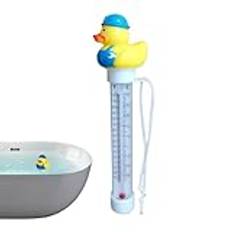 Flytande pool temperaturmätare, vattentemperaturmätare för pool - Duck Hot Tub Temperaturmätare med snöre - Temperaturmätare för utomhus- och inomhuspooler, spa, bubbelpooler och akvarier