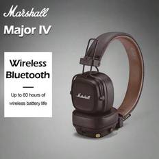 Marshall MAJOR IV 4 trådlösa Bluetooth-hörlurar 80+ H Speltid/Snabb trådlös laddning/Djupbas Vikbara sportheadset - Brun (En-Storlek)