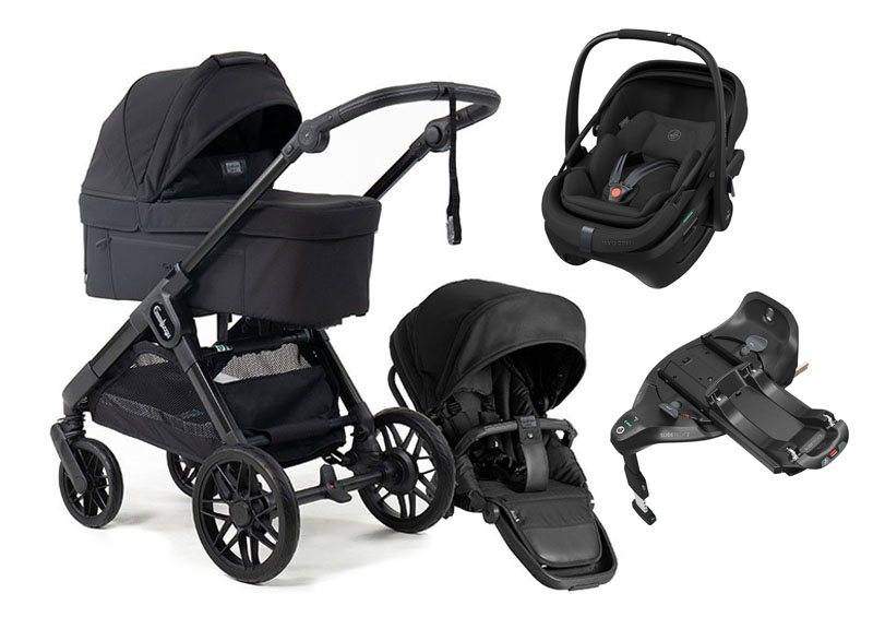 Emmaljunga Sento Max duovagn Ergo+ 2027 + Maxi-Cosi Coral Slide Pro babyskydd + isofixbas