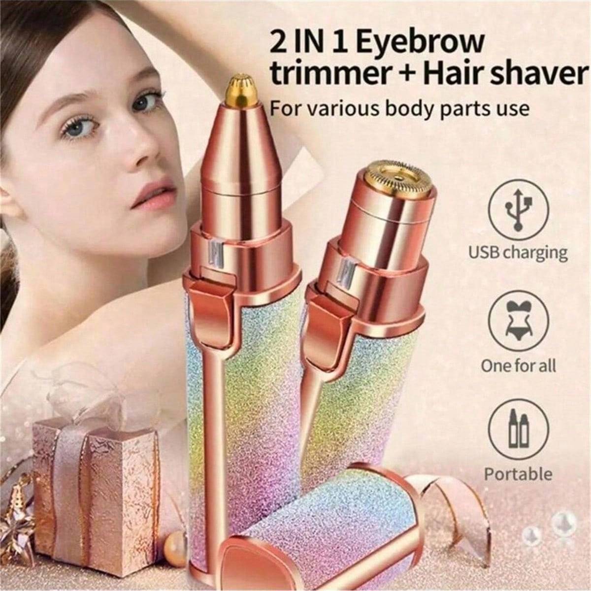 Face Hair Remover LED Ligh Painless Hair Shaver Trimmer Blade Facial Hair Removal 2 IN 1 Electric Eyebrow Trimmer Razor flerfärgad