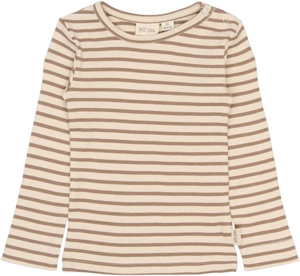 PETIT PIAO Ppsky L_S Tee Str 104 cm - Ginger Snap Strip Langærmede T-shirts Bomuld hos Magasin.