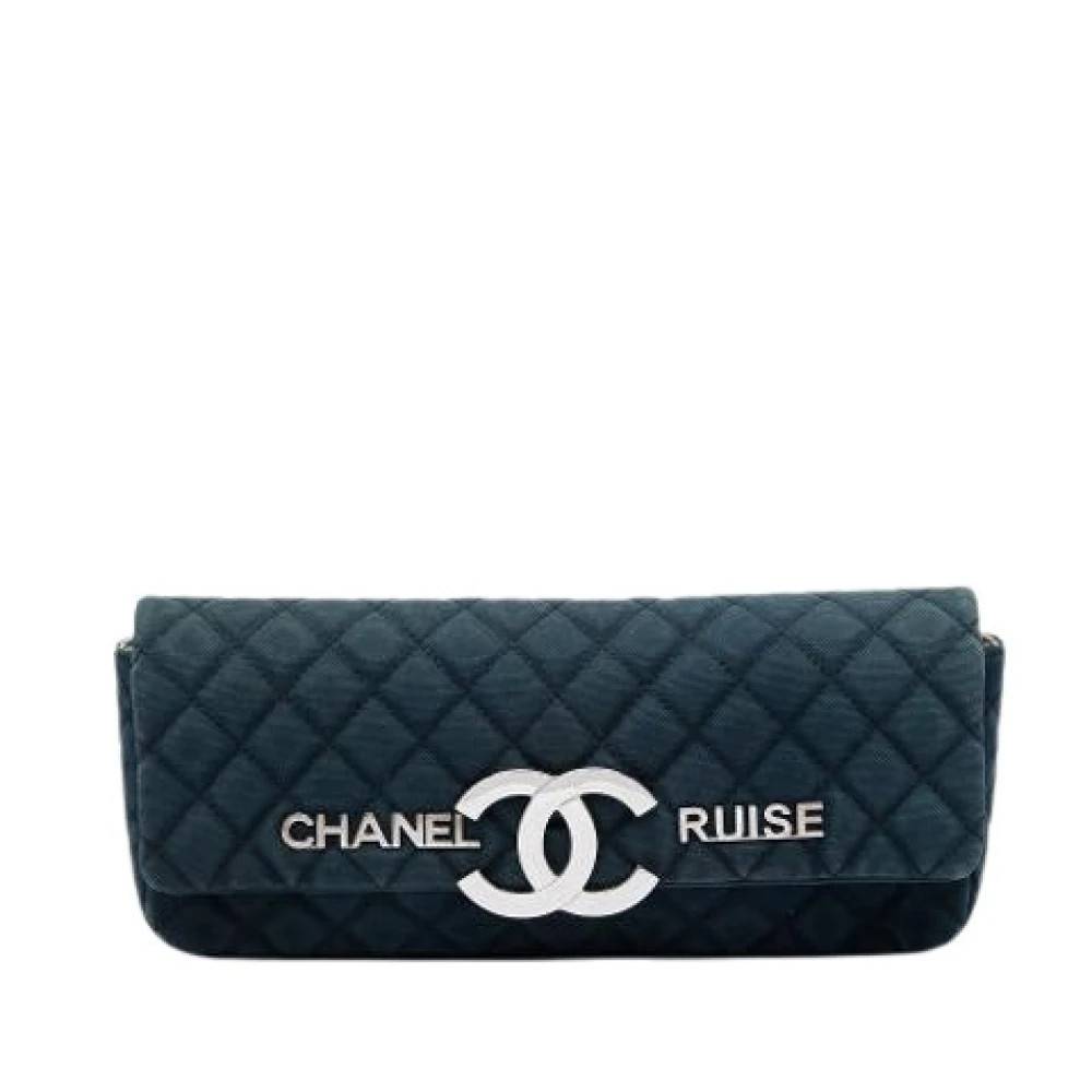 Chanel Vintage Pre-owned Quilted Canvas Flap Clutch - Vintage - Dame - Blå - ONE SIZE -