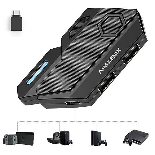 arVin Tangentbord och mus-adapter för Nintendo Switch/Xbox/PS3/PS4, kabelansluten & 2,4 G trådlös mus och tangentbord omvandlare stöd nyckelmapping (BLADER)