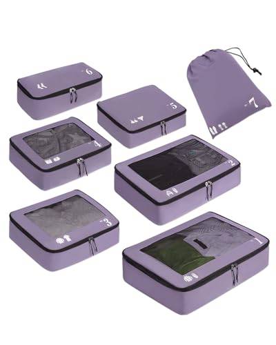 ECOHUB 7-teiliges Packwürfel-Reiseorganizer-Set, Lila