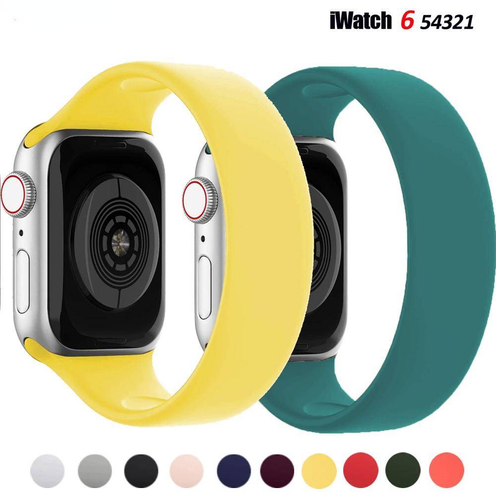 Solo Loop för Apple Watch Strap 44mm 40mm 45mm 41mm 38mm 42mm Elastiskt silikon armband iWatch serie 7 6 5/4/3 SE Band rosa