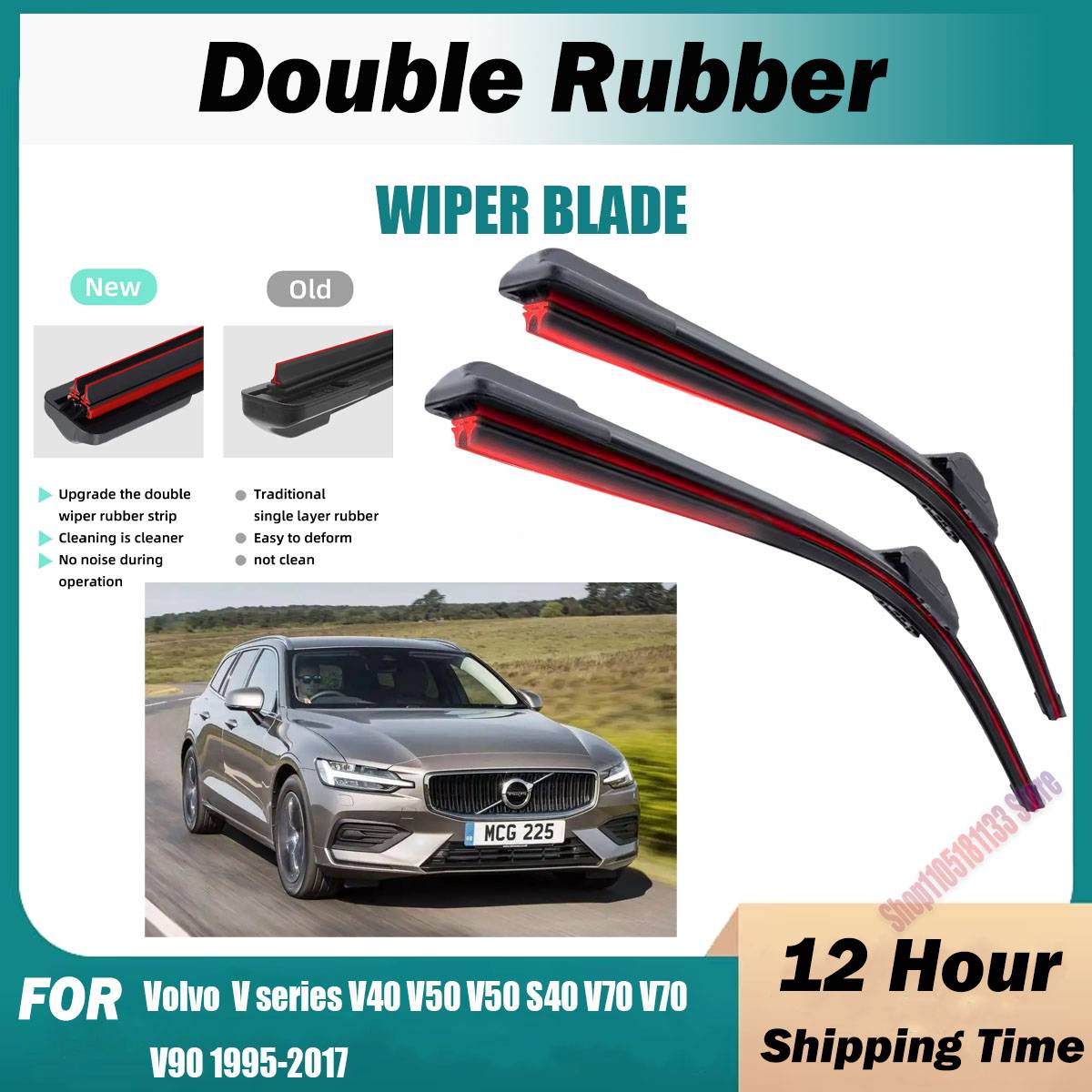 Double Rubber Car Wiper For Volvo V series V40 V50 V50 S40 V70 V70 V90 Front Wiper Blades Brushes Cutter Accessories Windscreen