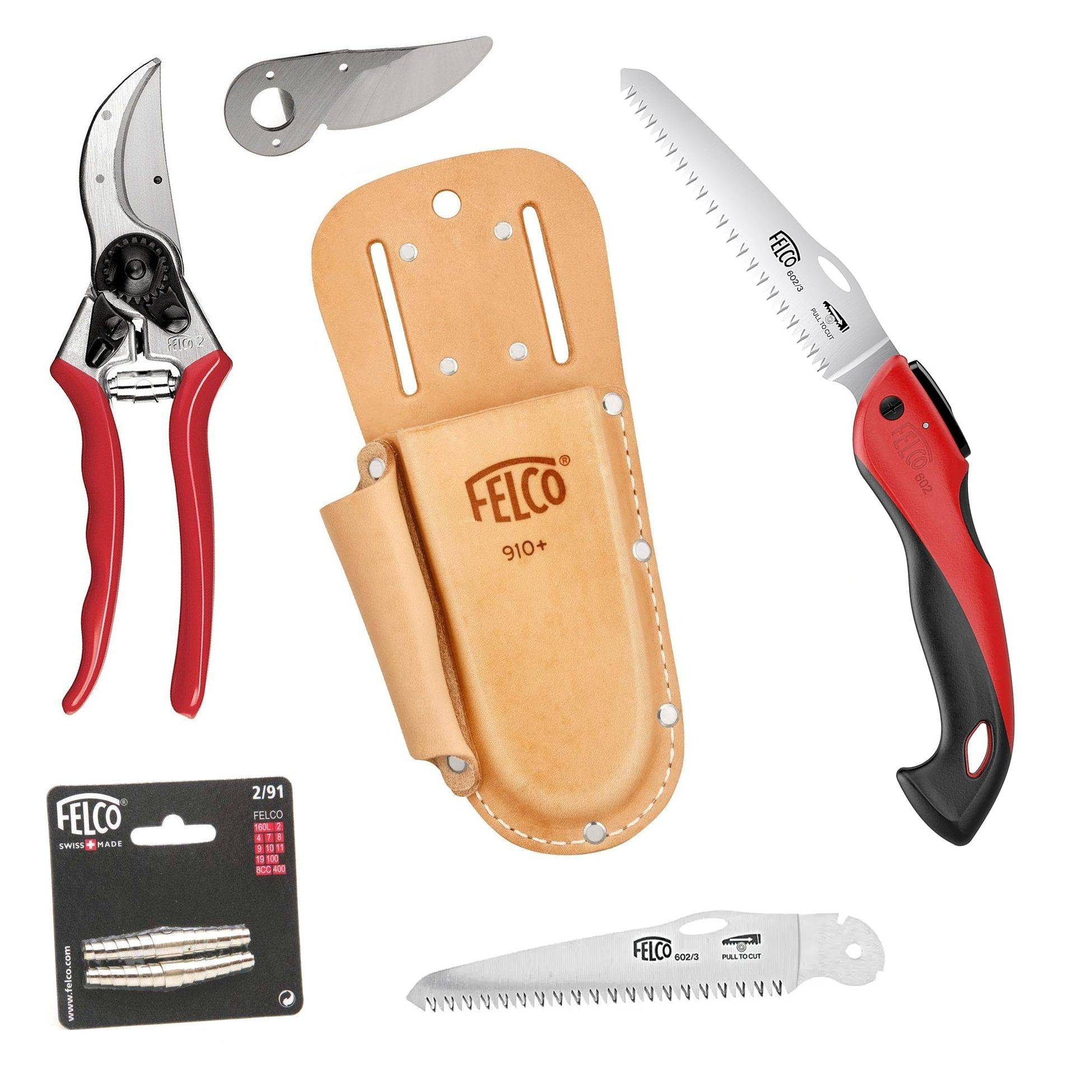 Genuine Felco Model 2 secateurs and saw with spares holster blade springs