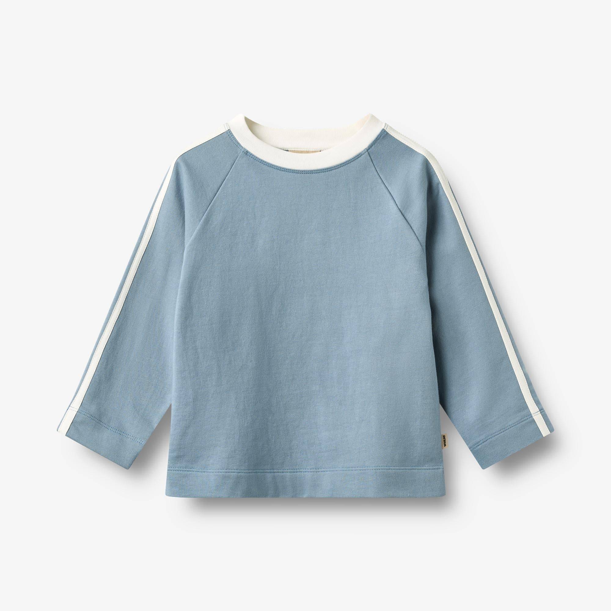 WHEAT® - Langærmet Sweat Bluse Mikkel - faded denim - Str 128.