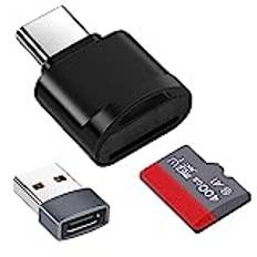 Seminer TF-kortläsare, Micro SD-kortläsare, Typ C TF Minneskort Adapter med USB C till USB-adapter Kompatibel med bärbar dator, MacBook, Samsung Galaxy (Svart)