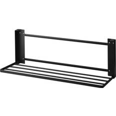 Yamazaki Jitsugyo board tweezers and wood screws Wall folding bath towel rack Compatible with gypsum board walls Black When x x H22cm Tower Tower Wide svart