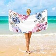 Handdukar akvarell blomma krans vit bastu handduk snabbtorkande lätt spahandduk strandhandduk för pool camping simning 80 x 130 cm