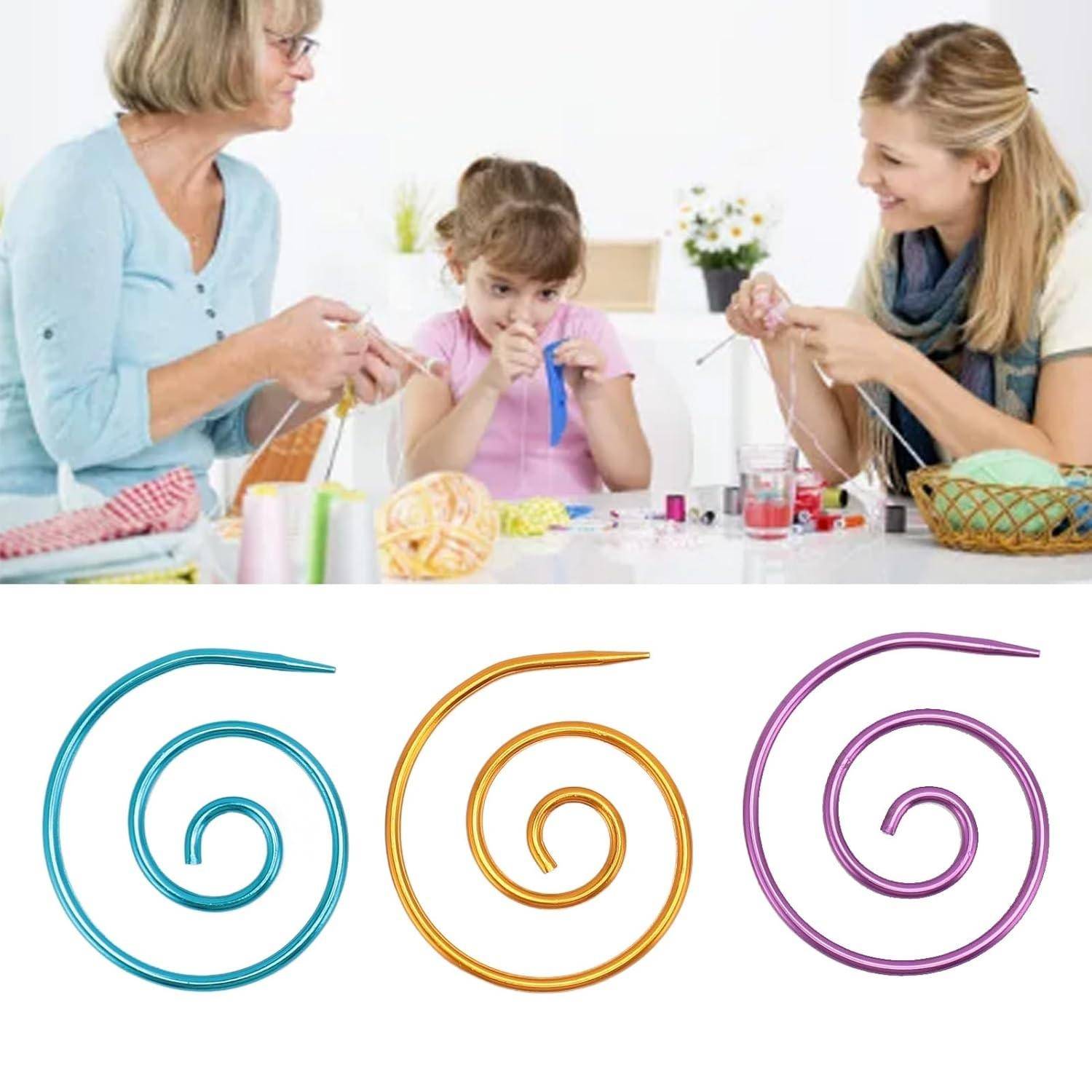 3 st Spiral Kabelsticknål Rundstickor Spiral Kabelverktyg för Garn Sömnad Nybörjare Kabelsticka Sjal Böjd Tapet