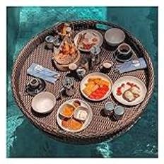 Flytande serveringsbrickor bordsstång rund simbassäng flytande bricka korg för vuxna och barn pool servering drycker brunch mat på vattnet