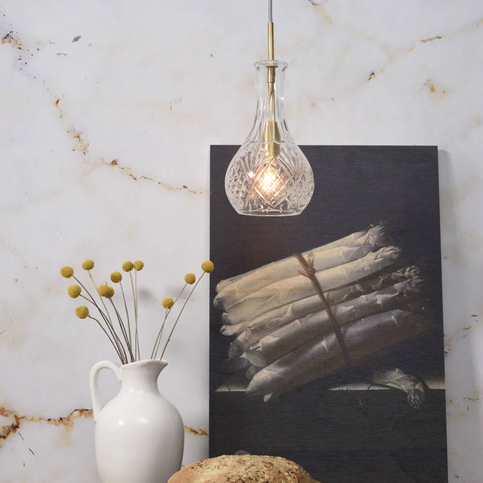IT´S ABOUT ROMI Glas pendellampa Brussels HD, dimbar, Mässing / guld, Vardagsrum / matsal, Glas, Design, Pendellampa