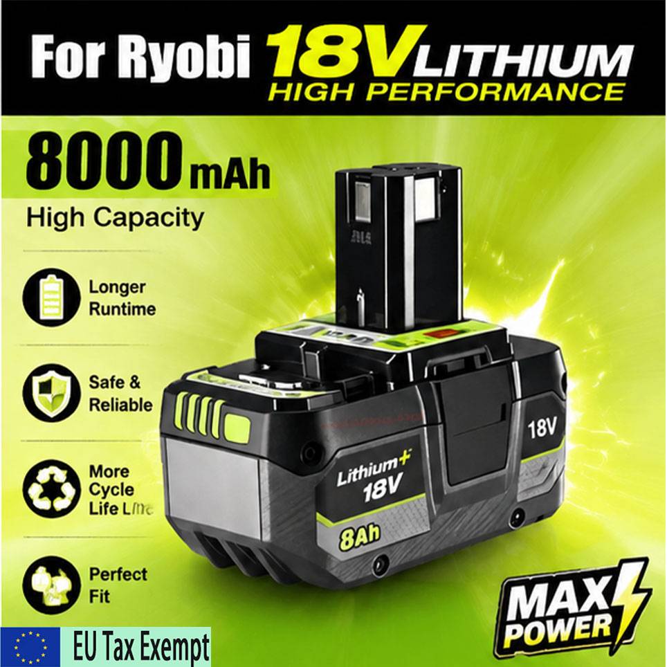 For Ryobi 18V battery 8000mAh Li-On rechargeable Ryobi Hot P108 RB18L40 Rechargeable Battery Pack Power Tool Battery Ryobi ONE