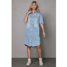 NÜ Uno tunic | Kort gennemknappet denim kjole | Kort ærmet