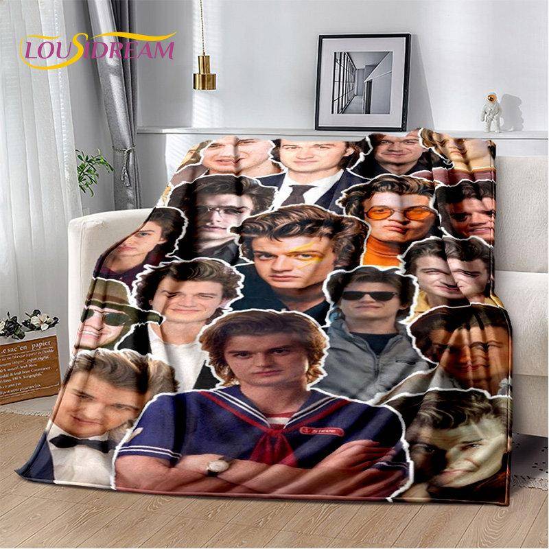 Joe Keery Steve Harrington Mjuk Plyschfilt, Flanellfilt Pläd för Vardagsrum Sovrum Säng Soffa Picknickskydd Barn