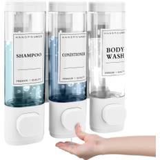 Lollanda Sæbedispenser Vægmonteret – 3-rums brusedispenser 300ml x3, til shampoo og sæbe