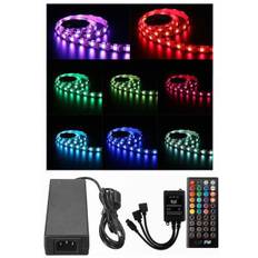 5 meter, 12 volt, 60 watt, 3600 lumen, IP65, 300 LED, RGB Led strip - KOMPLET SÆT - RGB Strip + Stor musik controller 2 udgange + strømforsyning