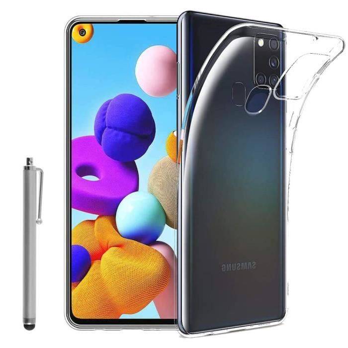 För Samsung Galaxy A21S 6,5 SM-A217F: Ultratunt och perfekt passande silikonskal + Pekpenna - TRANSPARENT transparent