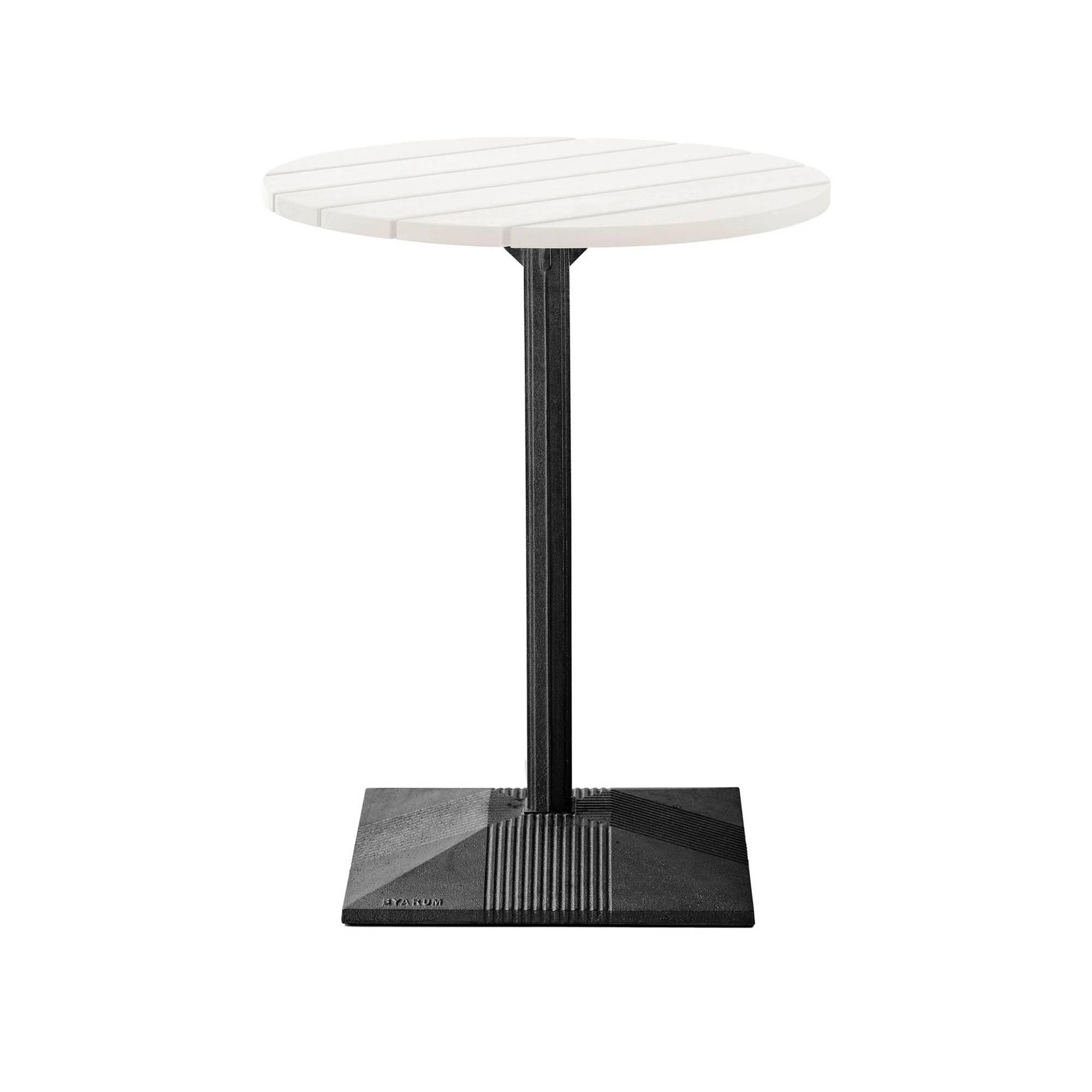 Byarums Bruk - Bord Lund - Stor Fot Ø 60 Vitlackerad Furu/Svartlackerad Aluminium - Småbord & Sidobord utomhus - Björn Alge - Silver - Metall/Trä