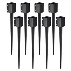 VEVOR Hegnspæl Anker Jordspyd, 8 Pack 36 x 4 x 4 tommer ydre diameter (indre diameter 3,5 x3,5 tommer), metal sort pulverlakeret stolpe pæl jord, til postkasse dæk haverækværk