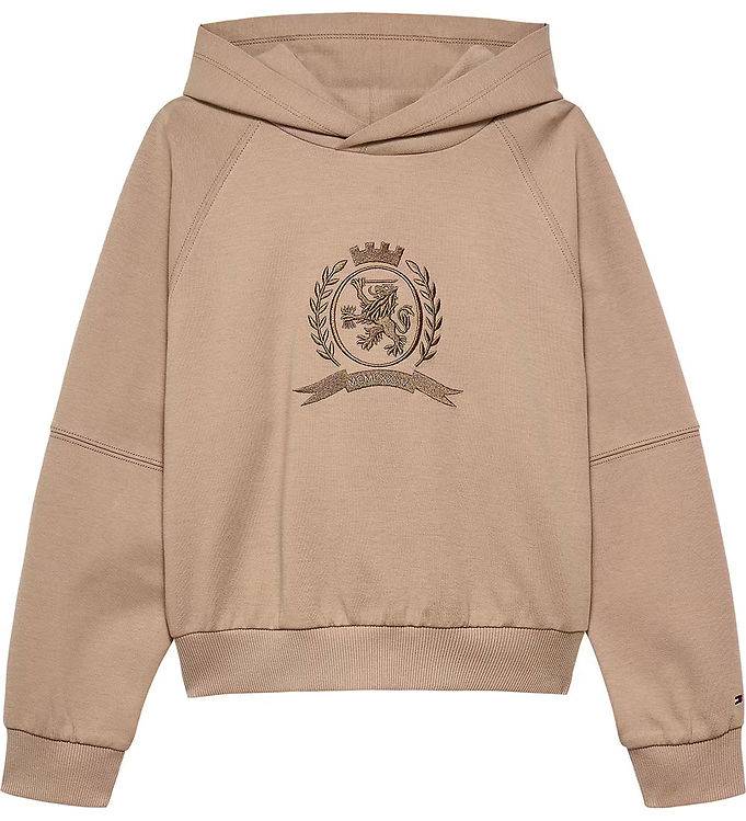 Tommy Hilfiger Hættetrøje - Tonal Chest - Malted Milk - Tommy Hilfiger - 3 år (98) - Hættetrøje