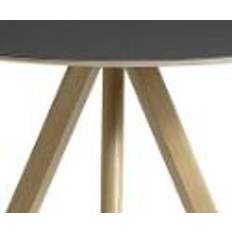 HAY CPH 20 Round Table Ø: 90 cm - Lacquered Solid Oak/Black Linoleum