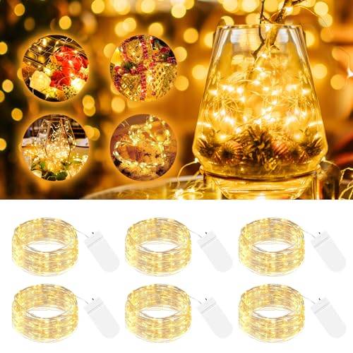 btfarm 6 Stück Lichterkette Batterie mit Klein, 2M 20LED Mini Lichterketten