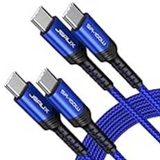 JSAUX USB C-Kabel (2 Stycken 2 M + 2 M) 100 W/5 A Vävd Laddningskabel, Snabbladdning Kompatibel Med iPhone 16/15 Plus/15 Pro Max Samsung Galaxy S24 S23 A54 MacBook Pro Air M3