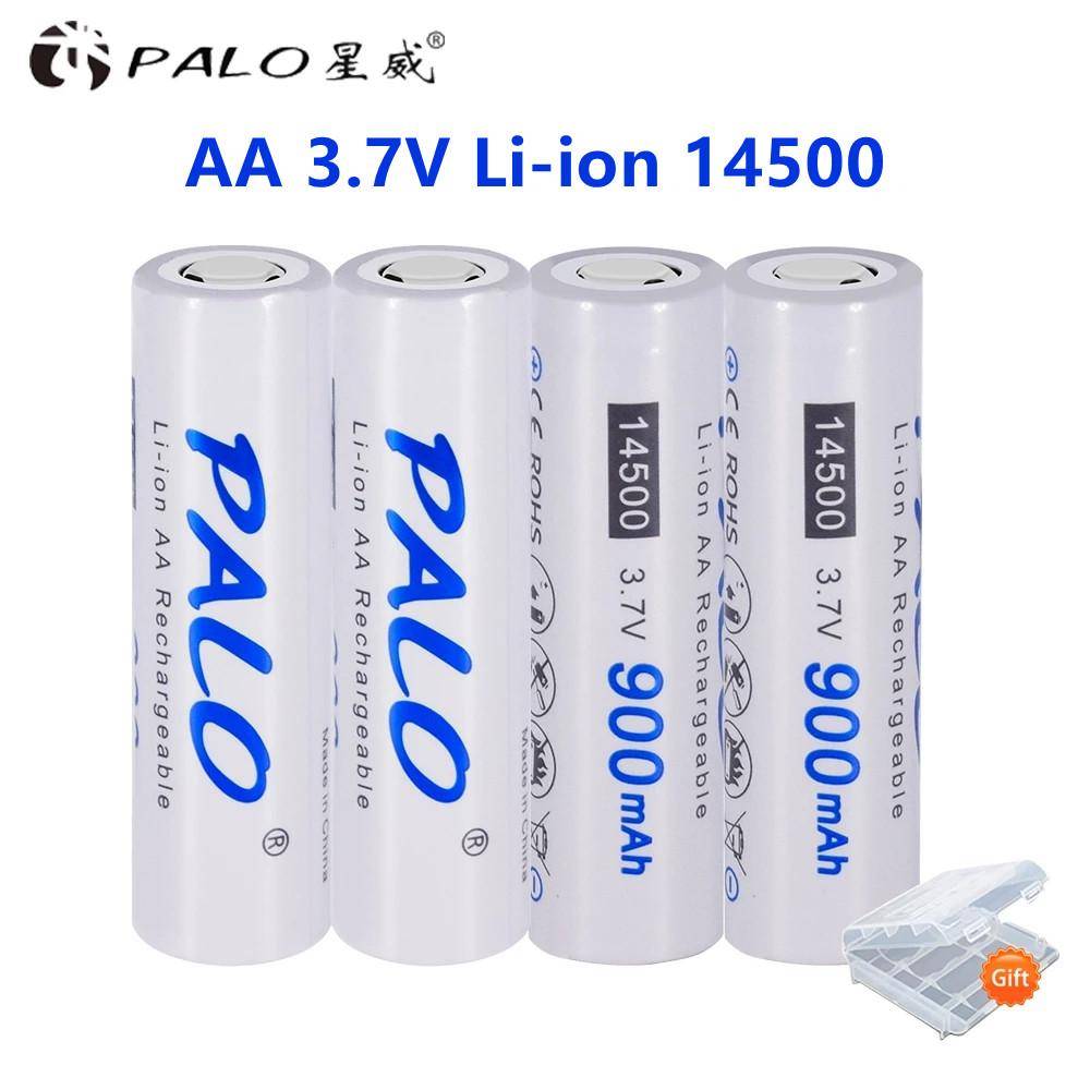 PALO 14500 900mAh 3,7V Li-ion uppladdningsbara batterier AA-batteri Litiumcell för LED-ficklampa Strålkastare Torch Mouse