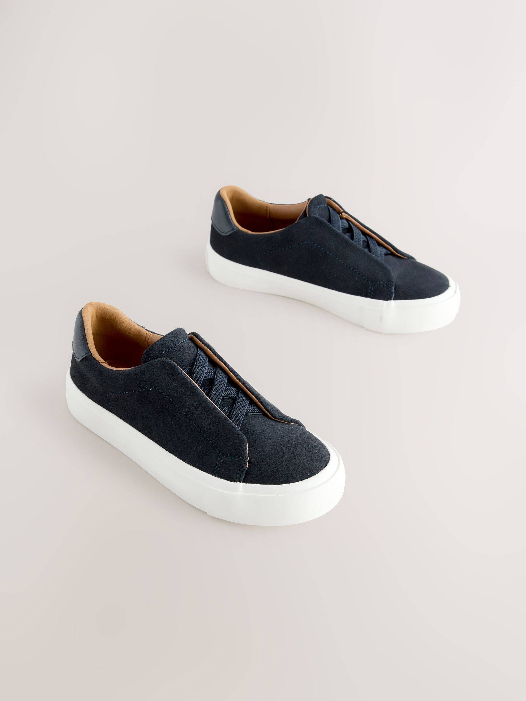 Next Navy Standard Fit (F) Elastic Lace Smart Trainers - EU 28 (UK 10)