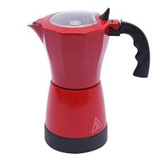 TaNeHaKi Elektrisk kaffebryggare, liten, 300 ml, bärbar elektrisk espressomaskin, elektrisk espressobryggare, 6 koppar, elektrisk kaffekanna, 480 W (röd)