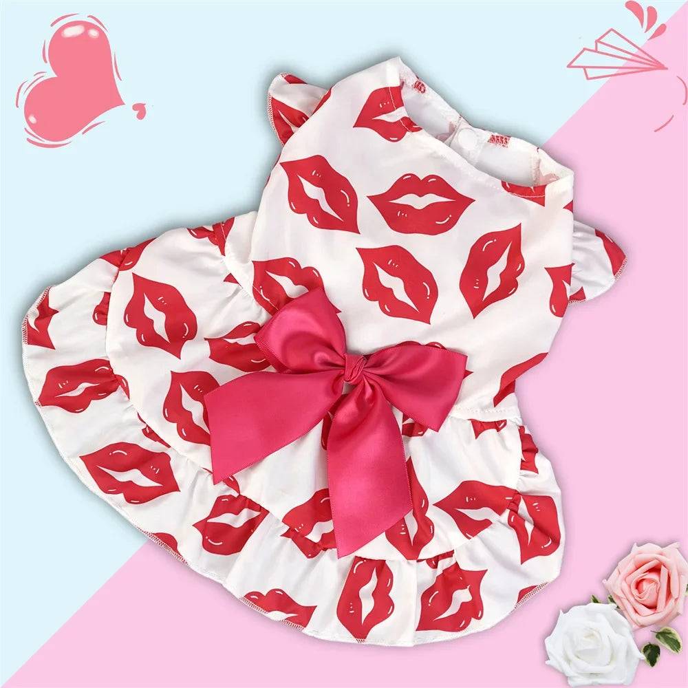 Bow Knot Princess Dress for Small Dogs & Cats - White Lip / XL-suit 5-7kg / SPC (XL-suit 5-7kg)