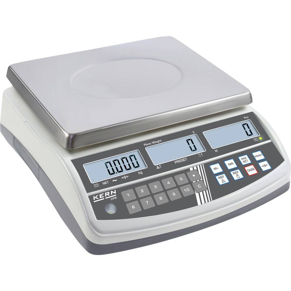 Kern CPB 30K0.5N+C Räknevåg Kalibrerad (DAkkS) Vägningsområde 30 kg Läsbarhet 0.5 g via nätadapter Silver